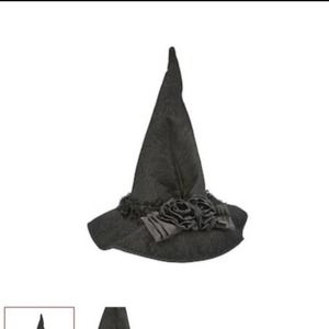 Nwt witch hat black feather spider web lace and large flowers cosplay Halloween